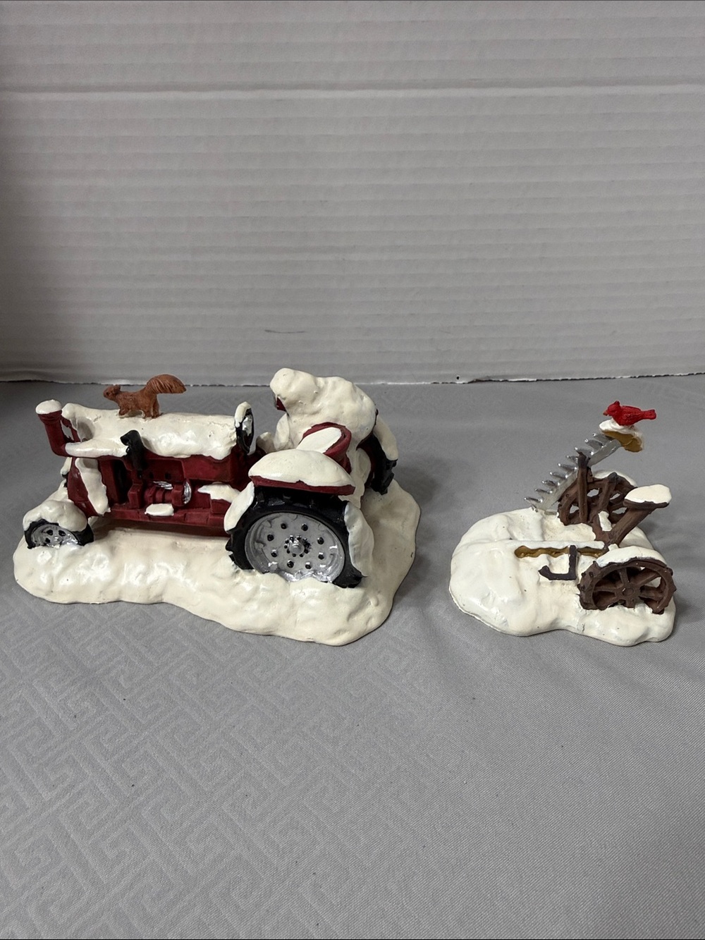Vintage Lemax Village Collection Snowed In Table Accent 2 Pc Tractor & Plow Set